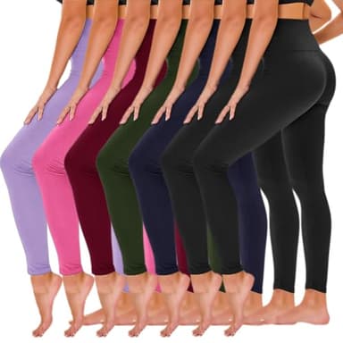 TNNZEET 7 Pack Leggings for Women - High Waisted Yoga Pants Black Leggings Women Full Length - Image 1