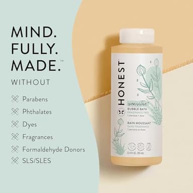 The Honest Company Foaming Bubble Bath | Gentle for Baby | Naturally Derived, Tear-free, Hypoallergenic | Fragrance Free Sensitive, 12 fl oz - Image 5
