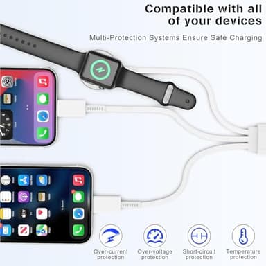 Essri Upgraded USB C Charger for Watch, 3 in 1 Phone and iWatch Magnetic Fast Charging Cable 6FT, Compatible with Watch Series 8 7 6 SE 5 4, for iPhone 14 13 12 11 Pro White - Image 3