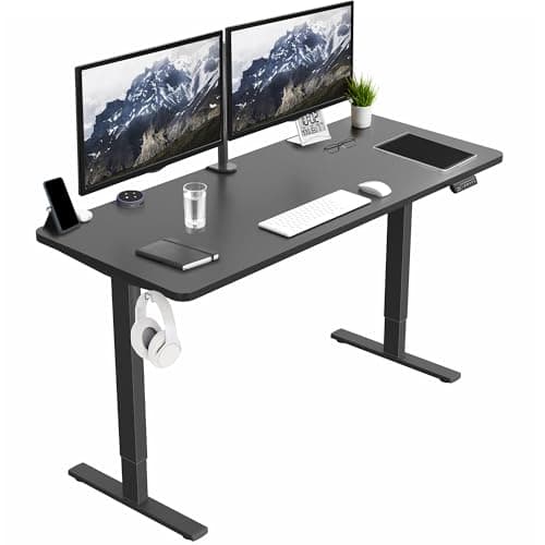 VIVO Electric 60 x 24 in Standing Desk, Memory Height Adjustment, 1B Series, One-Piece Black Top, Black Frame, DESK-KIT-1B6B - Image 1
