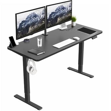 VIVO Electric 60 x 24 in Standing Desk, Memory Height Adjustment, 1B Series, One-Piece Black Top, Black Frame, DESK-KIT-1B6B - Image 1