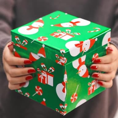 PAPER FAIR 5PCS Christmas Snowman Nesting Gift Boxes Set, Green Foil Mirror Candy Cane Lollipop Square Cardboard Nested Box w/Lid, for Gift Wrapping Holiday Present Birthday, Assorted Size - Image 8