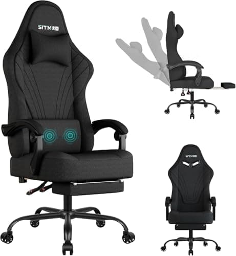 Gaming Chair, Big and Tall Gaming Chairs for Adults with Footrest and Lumbar Support, Comfortable Ergonomic Fabric Computer Chair 400 lbs, 360° Swivel, Height Adjustable Video Gamer Chair, Silla Gamer - Image 1