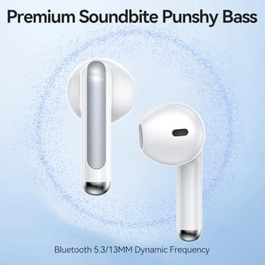 BHNYBWUL Wireless Earbuds, 2025 Bluetooth 5.3 Headphones HiFi Stereo 50H Playback Ear Buds with Led Digital Display, ENC Noise Cancelling Earbuds for Laptop Computer, iOS, Android, White - Image 2