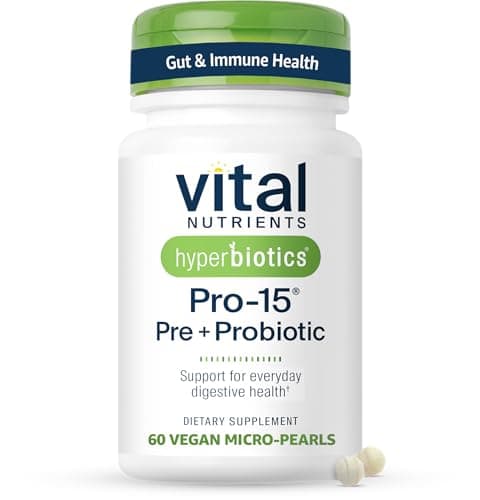 Hyperbiotics Vital Nutrients Pro-15 Prebiotics and Probiotics for Women and Men | 15 Science Backed Strains | Supports Occasional Constipation, Diarrhea, Gas & Bloating | 60 Vegan Time Release Pearls - Image 1