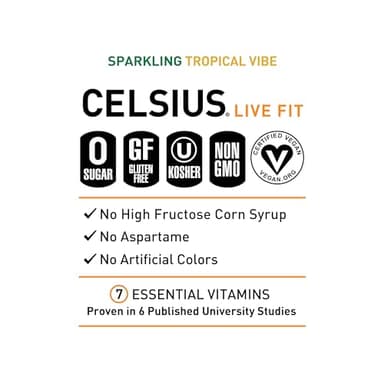 CELSIUS Sparkling Tropical Vibe, Functional Essential Energy Drink 12 Fl Oz (Pack of 12) - Image 4