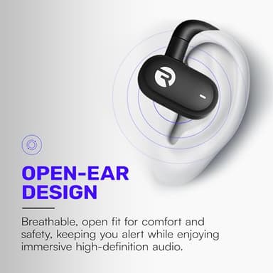 Raycon Open Earbuds – True Wireless Open Ear Bluetooth Headphones, Hook Design, IPX5 Water Resistant, 40 Hours of Battery Life (Black) - Image 5