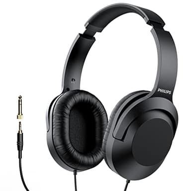 Philips Over Ear Wired Stereo Headphones for Podcasts, Studio Monitoring and Recording Headset for Computer, Keyboard and Guitar with 6.3 mm (1/4") Add On Adapter - Image 1