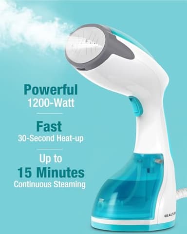 BEAUTURAL Steamer for Clothes, Portable Handheld Garment Fabric Wrinkles Remover, 30-Second Fast Heat-up, Auto-Off, Large Detachable Water Tank - Image 2