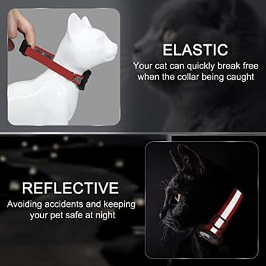 Reflective AirTag Cat Collar, Integrated Cat Tracker Collar with Air Tag Holder and Bell, Safety Elastic Band Cat GPS Collars for Girl Boy Cats, Kittens and Puppies (Red, S) - Image 2