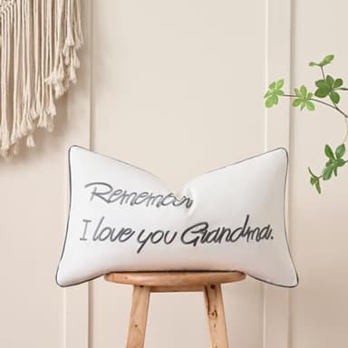 Sanmetex Grandma Birthday Gifts, Best Grandma Gifts for Mothers Day with Quote Remember I Love You Grandma Lumbar Pillow Cover 12 X 20 Inches for Bed, Bedroom. - Image 1