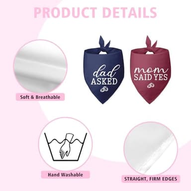 Dad Asked Dog Mom Said Yes Wedding Bandana Blue Red Dog Bandana Engagement Gift Funny Dog Bandana Wedding Photo Prop Pet Scarf Accessories for Pet Dog Lovers Gifts Pack of 2 - Image 6