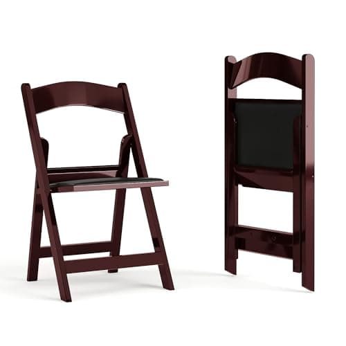 Flash Furniture Hercules Series Folding Chair - Red Mahogany Resin – 2 Pack 800LB Weight Capacity Comfortable Event Chair - Light Weight Folding Chair - Image 1