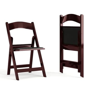 Flash Furniture Hercules Series Folding Chair - Red Mahogany Resin – 2 Pack 800LB Weight Capacity Comfortable Event Chair - Light Weight Folding Chair - Image 1