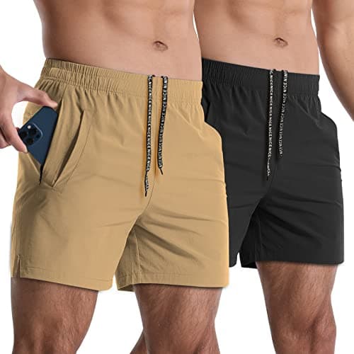 Lempue 2 Pack Workout Gym Shorts for Men 5 Inch Lightweight Running Shorts Quick Dry Sports Athletic Shorts with Pockets - Image 1