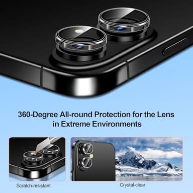 QHOHQ [1-Second Auto-Install] 3 Pack Screen Protector for iPhone 17 + 1 Set Camera Lens Protector, 9H+ Shatterproof Tempered Glass, [12FT Military Grade Protection], Anti-Fingerprint, Case Friendly - Image 8
