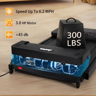 AoraPulse Portable Treadmills for Home, 3.0HP Folding Walking Small Treadmill with 300 LBS Capacity, Foldable Running Exercise Electric Compact Treadmill with LED Display - Image 2