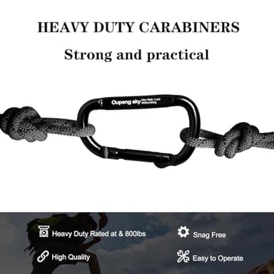 6PCS Carabiner Clip - Heavy Duty Iron Carabiners 800lbs Carabeaner D Ring Shape,Key Chain Clip Hook,Keychain Clip,Multipurpose for Camping, Hiking,Backpacking or Other Outdoor Activities, Black. - Image 6