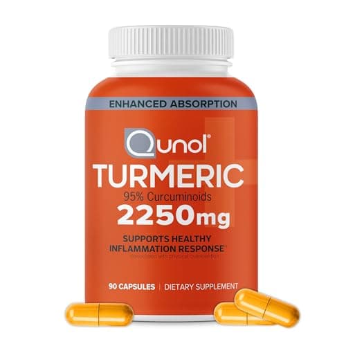 Qunol Turmeric Curcumin with Black Pepper, 2250mg Turmeric Extract with 95% Curcuminoids, Extra Strength Turmeric Supplement, Enhanced Absorption, Joint Support Supplement, 90 Vegetarian Capsules - Image 1