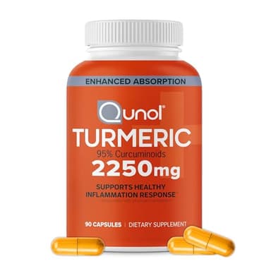 Qunol Turmeric Curcumin with Black Pepper, 2250mg Turmeric Extract with 95% Curcuminoids, Extra Strength Turmeric Supplement, Enhanced Absorption, Joint Support Supplement, 90 Vegetarian Capsules - Image 1