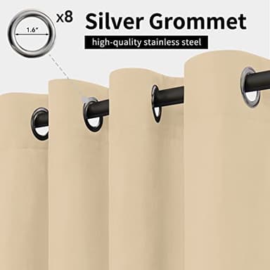 Easy-Going Outdoor Curtains Waterproof Windproof Weatherproof Curtain for Patio, Cabana, Porch, Pergola and Gazebo, Grommet Top and Tab Bottom Drape, 1panel, 54x96 inch, Beige - Image 3