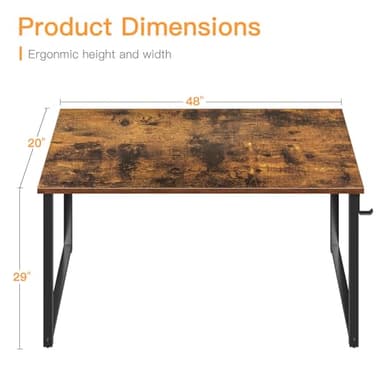 Coleshome 48 Inch Computer Desk, Modern Simple Style Desk for Home Office, Study Student Writing Desk, Vintage - Image 3