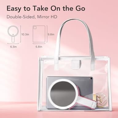 LitBear Travel Makeup Mirror with Lights, Rechargeable Double-Sided 10X/1X Magnifying Mirror, Portable Lighted Beauty Mirror, 3 Color Lighting, Dimmable Touch Screen, Tabletop Handhold Hanging (White) - Image 5