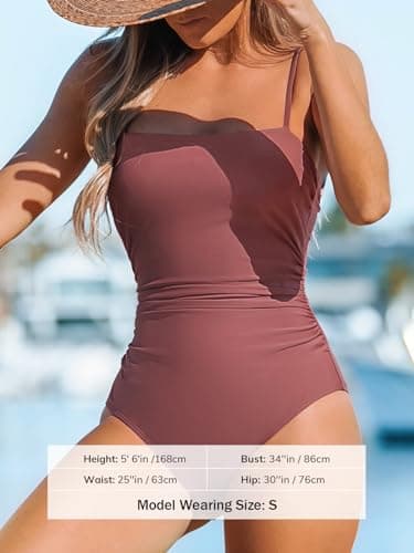 CUPSHE Women Swimsuit One Piece Bathing Suit Square Neck Cutout Back Tummy Control with Adjustable Spaghetti Straps, M - Image 3
