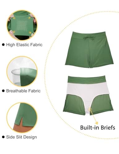 Tournesol Women's Swim Shorts High Waisted Bathing Suit Bottoms Tummy Control Swimsuit Tankini Boy Shorts Olive Green - Image 5