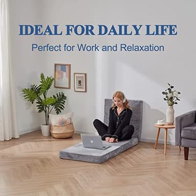 SINWEEK Tri Folding Mattress Foam Topper 4" Thickness Floor Cot Mattress, Guset Bed with Removable&Machine Washable Cover and Lining, CertiPUR-US Certified 25 x 75 Inch - Image 6