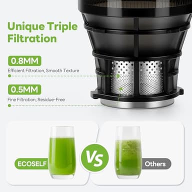 ECOSELF Juicer Machines with 5.3" Mega Mouth & Large Feed Chute, Cold Press Juicer for Whole Fruits & Vegetables, Professional Slow Masticating juicer for Batch Juicing, High Juice Yield Easy to Clean - Image 9