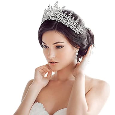 TOBATOBA Silver Wedding Crystal Tiaras and Crowns for Women, Bride Royal Queen Headband Princess Quinceanera Headpieces for Birthday Prom Pageant Party - Image 3