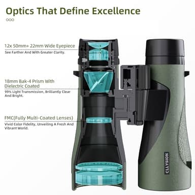12X50 Professional Binoculars for Adults High Power with Phone Adapter, HD Binoculars with BaK4 prisms, Super Bright Lightweight & Waterproof Binocular Perfect for Bird Watching, Hunting, Stargazing - Image 3