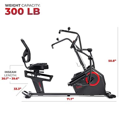 Sunny Health & Fitness Electromagnetic Recumbent Cross Trainer Exercise Elliptical Bike w/Arm Exercisers, Easy Access Seat & Exclusive SunnyFit® App Enhanced Bluetooth Connectivity - SF-RBE4886SMART - Image 6