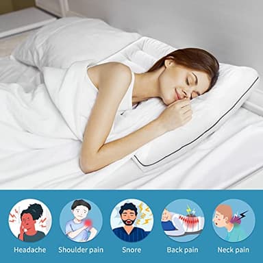 HOMBYS Ultra Thin Flat Bed Pillow for Stomach and Back Sleepers,Standard Size Down Alternative Cervical Pillow for Neck Pain, 100% Cotton Shell, White,2.5 inch - Image 4