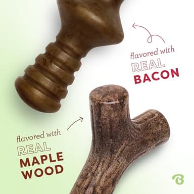 Benebone 2-Pack Maplestick/Zaggler Durable Dog Chew Toys, Real Maplewood, Real Bacon, Made in USA Medium - Image 2