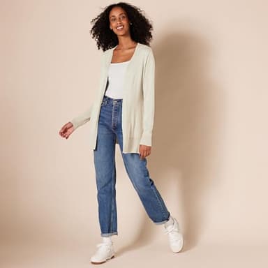 Amazon Essentials Women's Lightweight Open-Front Cardigan Sweater (Available in Plus Size), Oatmeal Heather, Large - Image 5