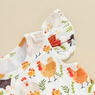 Farm Baby Clothes Animals Rooster Hen Print Fly Sleeve Baby Dress Summer Clothes 6 12 18 24Months 2T 3T 4T 5T 6T (US, Age, 4 Years, 5 Years, Chicken A) - Image 6