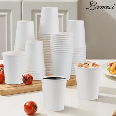 Lamosi 180 Count 12 oz Paper Coffee Cups, Disposable Paper Coffee Cups for Hot or Cold Drinks, 12 Ounce White Beverages Water Cups for Party, Picnic, Travel, Events - Image 2