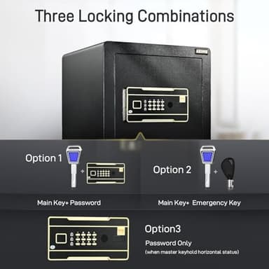 ADIMO Home Safe Box, 1.2 Cubic Feet Security Safe with Fireproof Waterproof Money Bag, Digital Keypad and Dual Key System, Personal Lock Money Box for Home Office Valuable Document Black - Image 5