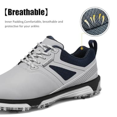 ULTIANT Men's Golf Shoes Fixed Nailless Sole Waterproof Lightweight No-Slip Walking Shoes Size7.5-13(Grey,40) - Image 5