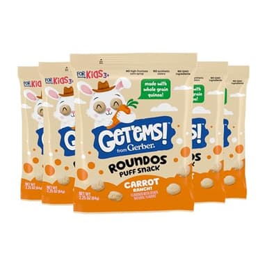 Get'ems! from Gerber, Snacks for Kids, Carrot Ranch Roundos Puffs, Made with Whole Grain Quinoa, Calcium to Support Strong Bones - 5 pack - Image 1