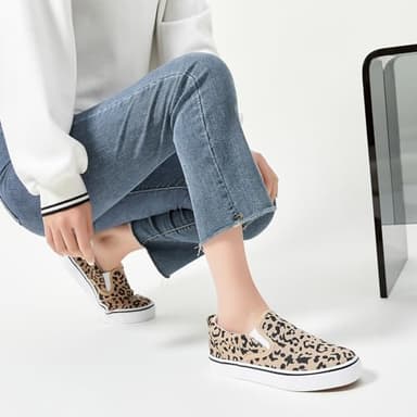 Women's Slip on Shoes Canvas Sneakers Loafers Non Slip Shoes Low Top Casual Low Cut Shoes (Leopard, US7.5)… - Image 6