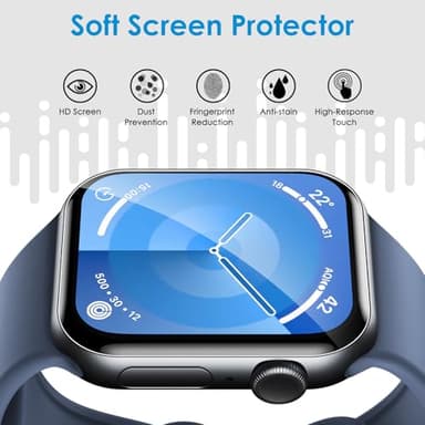 UniqueMe 8 Pack for Apple Watch Series 11/10 Screen Protector 46mm - [Strong Asorption] [Flexible TPU Not Glass][Non-Bubbles] iWatch Anti-Scratch Protection HD Clear Cover Soft Film - Image 3