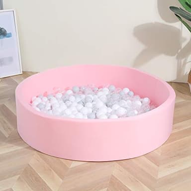 TRENDBOX Extra Large Soft Foam Ball Pit 51.2" x 11.8" (NO Balls) in Large Sponge Round Ball Pool Indoor Round Children Toddler Playpen - Light Pink - Image 5