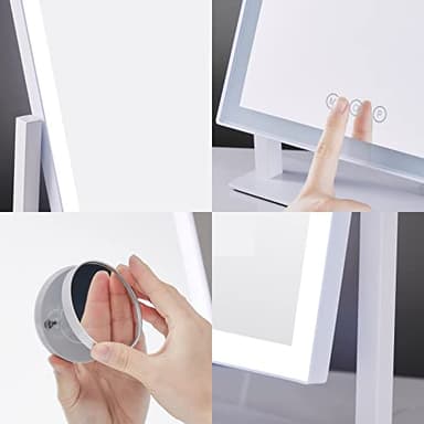 HIEEY Lighted Makeup Mirror, Hollywood Vanity Mirror with Lights, Three Color Lighting Modes, and 5X Magnification Mirror, Smart Touch Control, 360°Rotation (14.1in,White,Gift Box) - Image 4