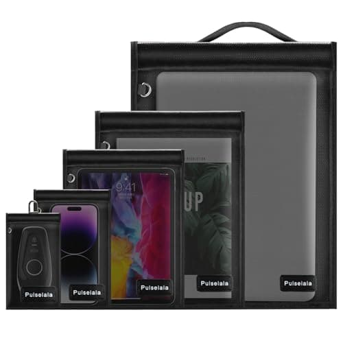 Large Faraday Bags Emp Proof for Car Keys & Phone & Tablets & Laptop & Key Fob - 5 Pack Faraday Cage Faraday Key Fob Protector Faraday Pouch, Anti-Tracking Anti-Hacking, RFID Signal Blocker (Black) - Image 1