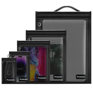 Large Faraday Bags Emp Proof for Car Keys & Phone & Tablets & Laptop & Key Fob - 5 Pack Faraday Cage Faraday Key Fob Protector Faraday Pouch, Anti-Tracking Anti-Hacking, RFID Signal Blocker (Black) - Image 1