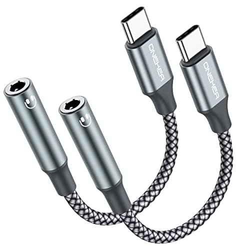 OneKer USB Type C to 3.5mm Headphone Jack Adapter, (2-Pack) USB C to Aux Female Audio Dongle Cable Cord Compatible with iPhone 16/15 Pro/15 Plus/15 Pro Max,iPad Pro,MacBook, Samsung Galaxy S24 S23 S22 - Image 1
