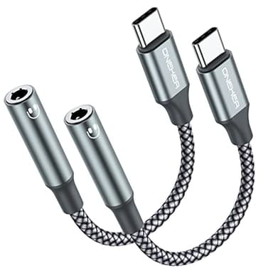 OneKer USB Type C to 3.5mm Headphone Jack Adapter, (2-Pack) USB C to Aux Female Audio Dongle Cable Cord Compatible with iPhone 16/15 Pro/15 Plus/15 Pro Max,iPad Pro,MacBook, Samsung Galaxy S24 S23 S22 - Image 1